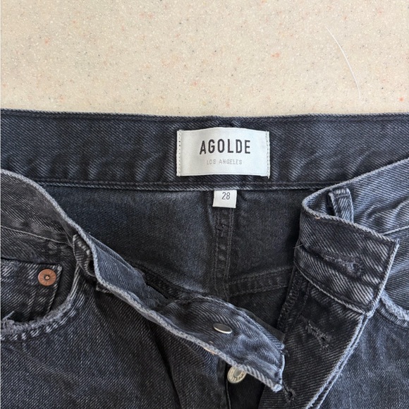 Agolde Black Distressed High-Rise Denim Cutoff Shorts - Picture 3 of 4